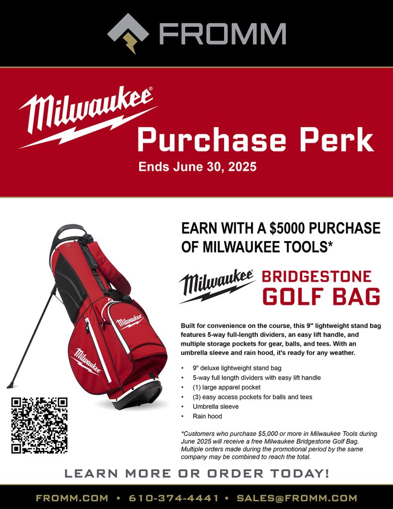 Fromm flyer for a Milwaukee purchase perk featuring a Bridgestone golf bag